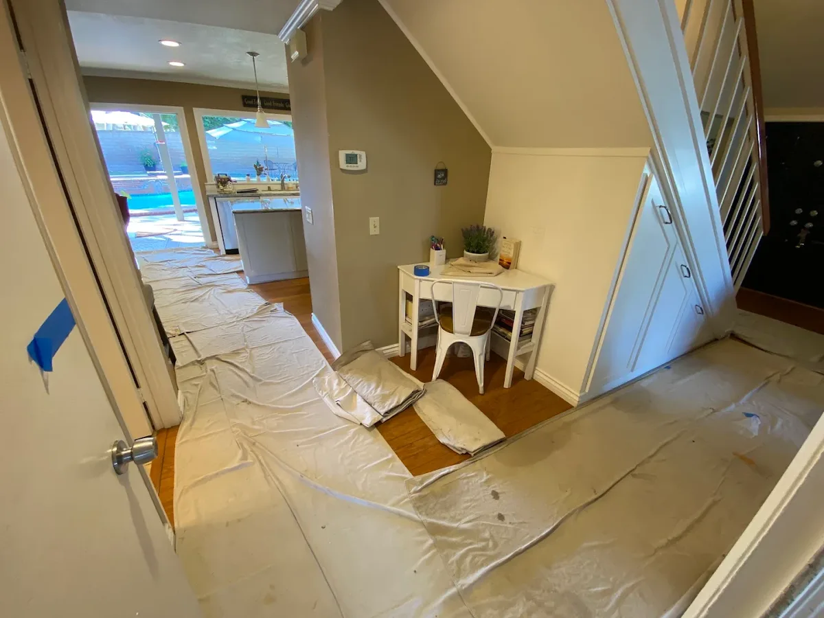 Careful floor protection during interior work