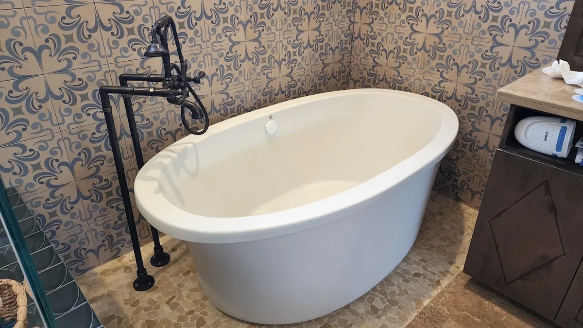 Freestanding tub in a bathroom remodel